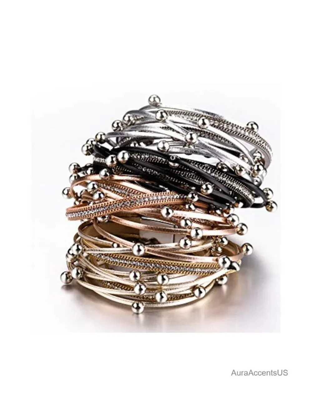 Faux Leather Wrap Bracelet for Women Boho Western Layered Jewelry